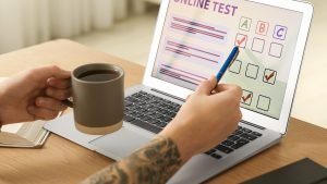 Student completing an online test