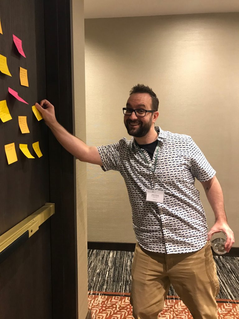 Adam Snoza adding to the Advocacy priority board